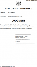 Mrs C Watkins v Velindre University NHS Trust: 1600081/2019 - Part Dismissal Judgment